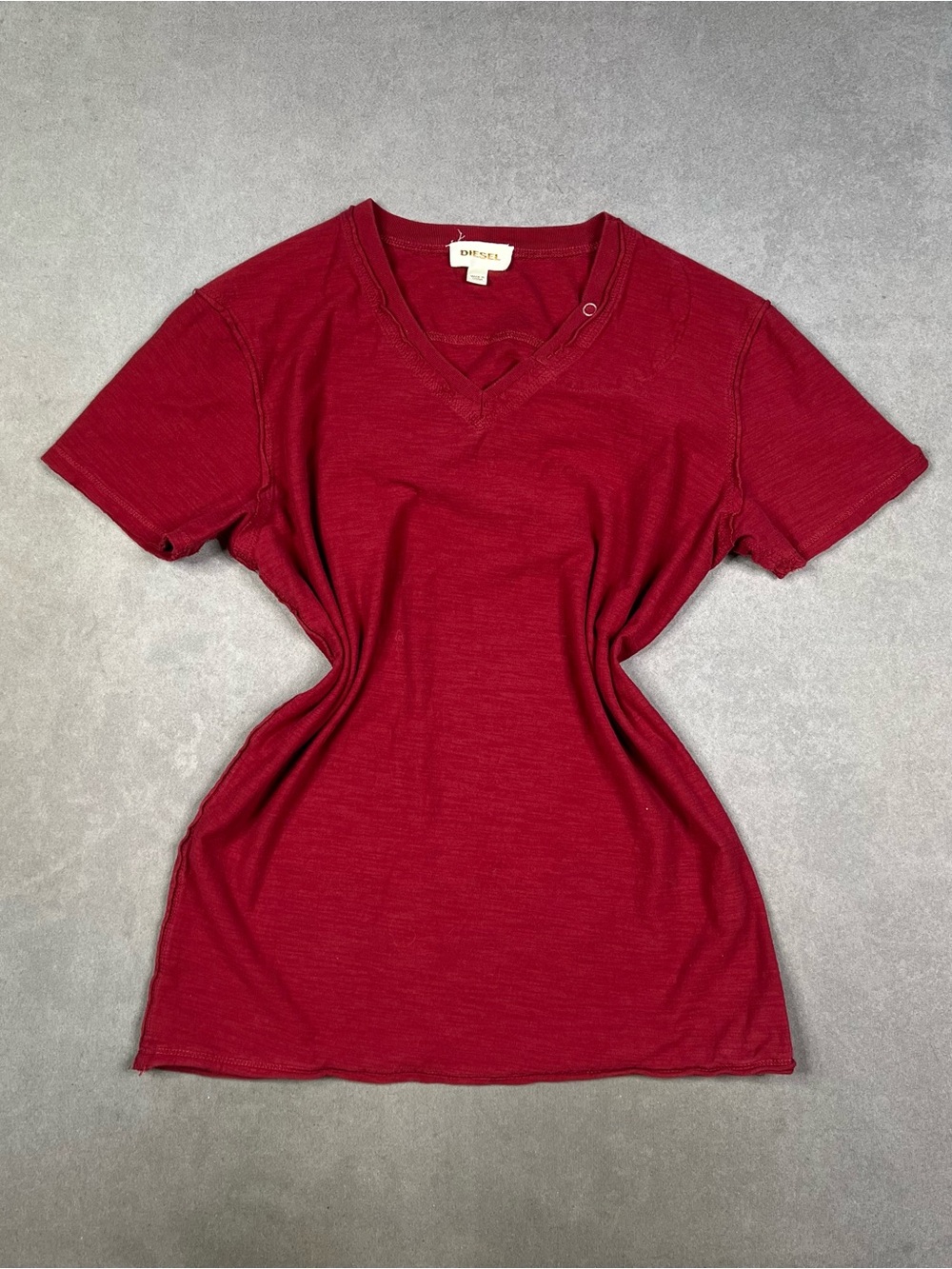 Diesel Burgundy V-Neck Short Sleeve Tee